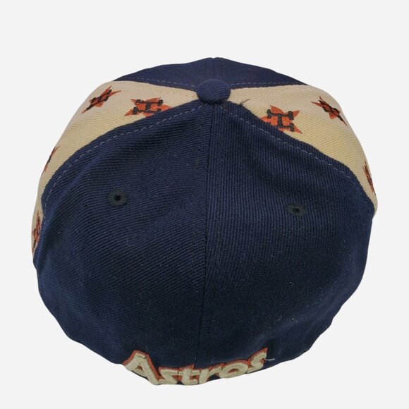 HOUSTON ASTROS Hat‎ Cap Baseball Black/Tan Logo Pattern Fitted 7 1/2 Cooperstown - Picture 5 of 8